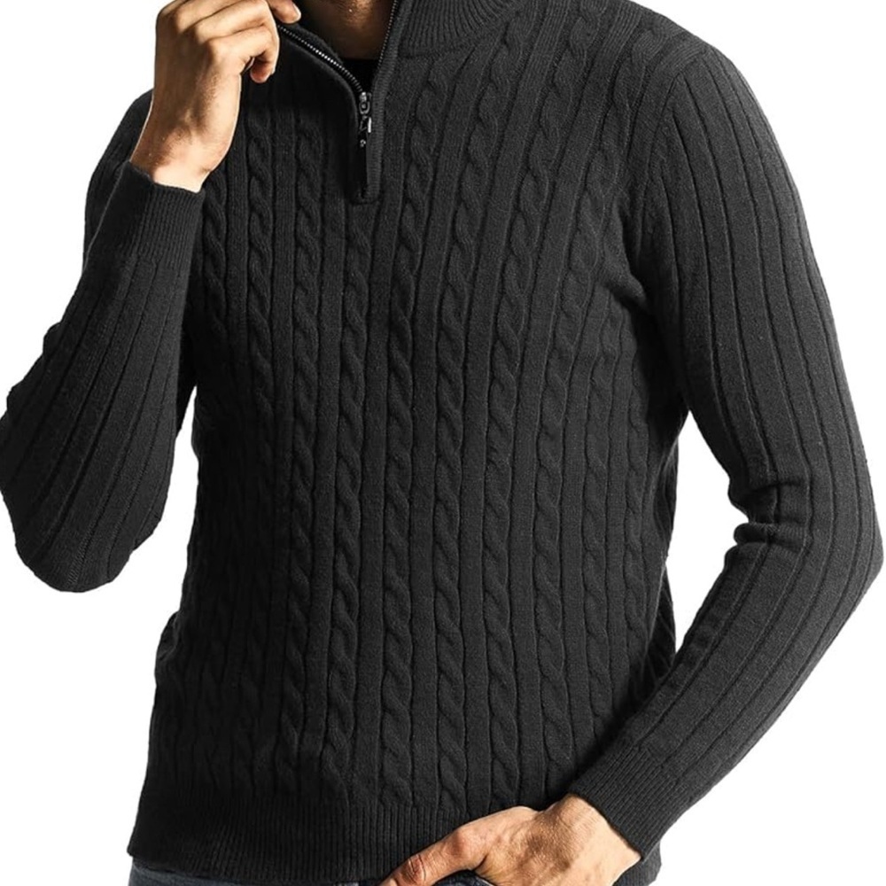 Men's Black Cable Knit Sweater
